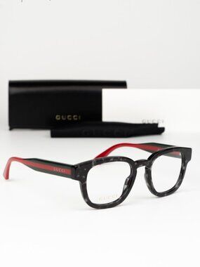 Gucci Women Eyeglasses Grey Havana Demo Square GG1992O 002 NEW AUTHENTIC